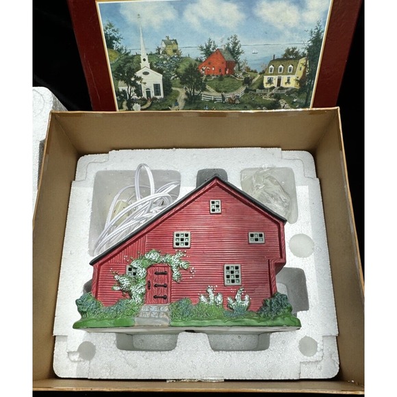 Vintage Old Stonigan 20010203 Lang & Wise Red Saltbox Porcelain House & Mailbox - Picture 3 of 12